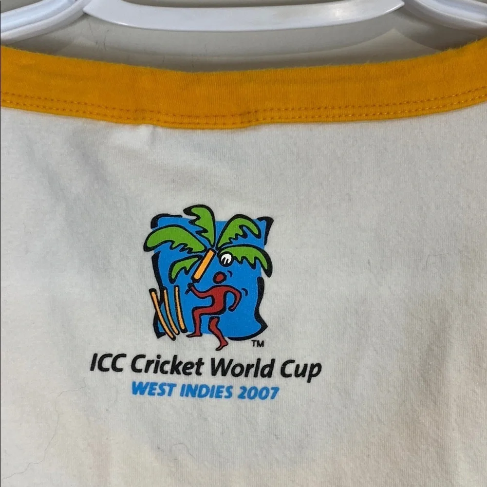 Vintage 2007 ICC Cricket World Cup West Indies Crop Tee Gold Trim Size M